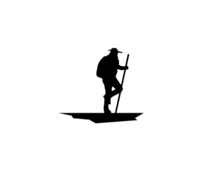 Silhouette of a man hiking. | Vector Design by exoddinary