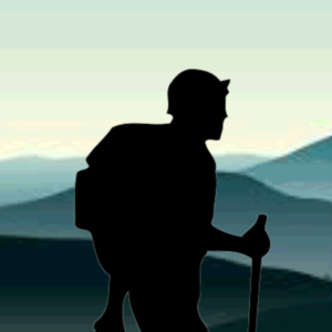 Silhouette of a man hiking. | Vector Design by LeonFX