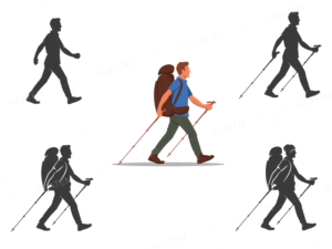 Silhouette of a man hiking. | Vector Design by kaatem