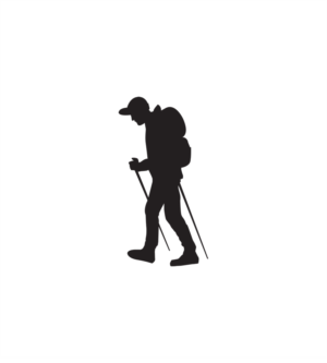 Silhouette of a man hiking. | Vector Design by IndreDesign