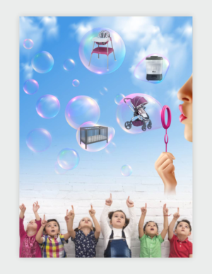 Window design for baby equipment hire shop | Grafik-Design von Maestroto