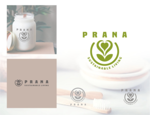 Prana (larger font), Sustainable Living (smaller font) | Logo Design by LIZZY LO