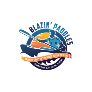 Blazin Paddles (at top)   Friends don't let friends kayak in jeans (middle)           Colorado River, Black Canyon, Las Vegas (bottom) | Design de Logo par ArtisticQuest