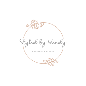 Styled by Wendy (main message) weddings & events (extra words) | Logo Design by ThiagoB