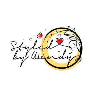 Styled by Wendy (main message) weddings & events (extra words) | Logo Design by geni
