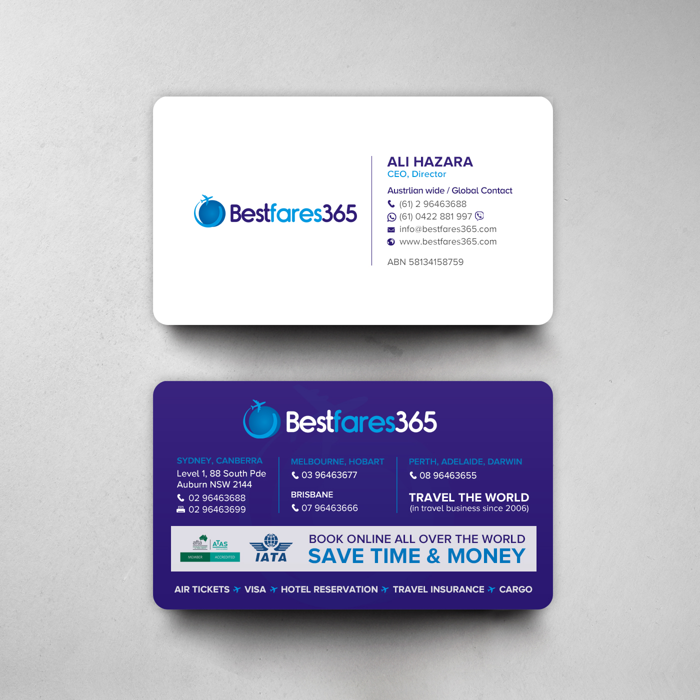 Diseño de Tarjeta de Presentación por chandrayaan.creative para bestfare365 | Diseño #24764501