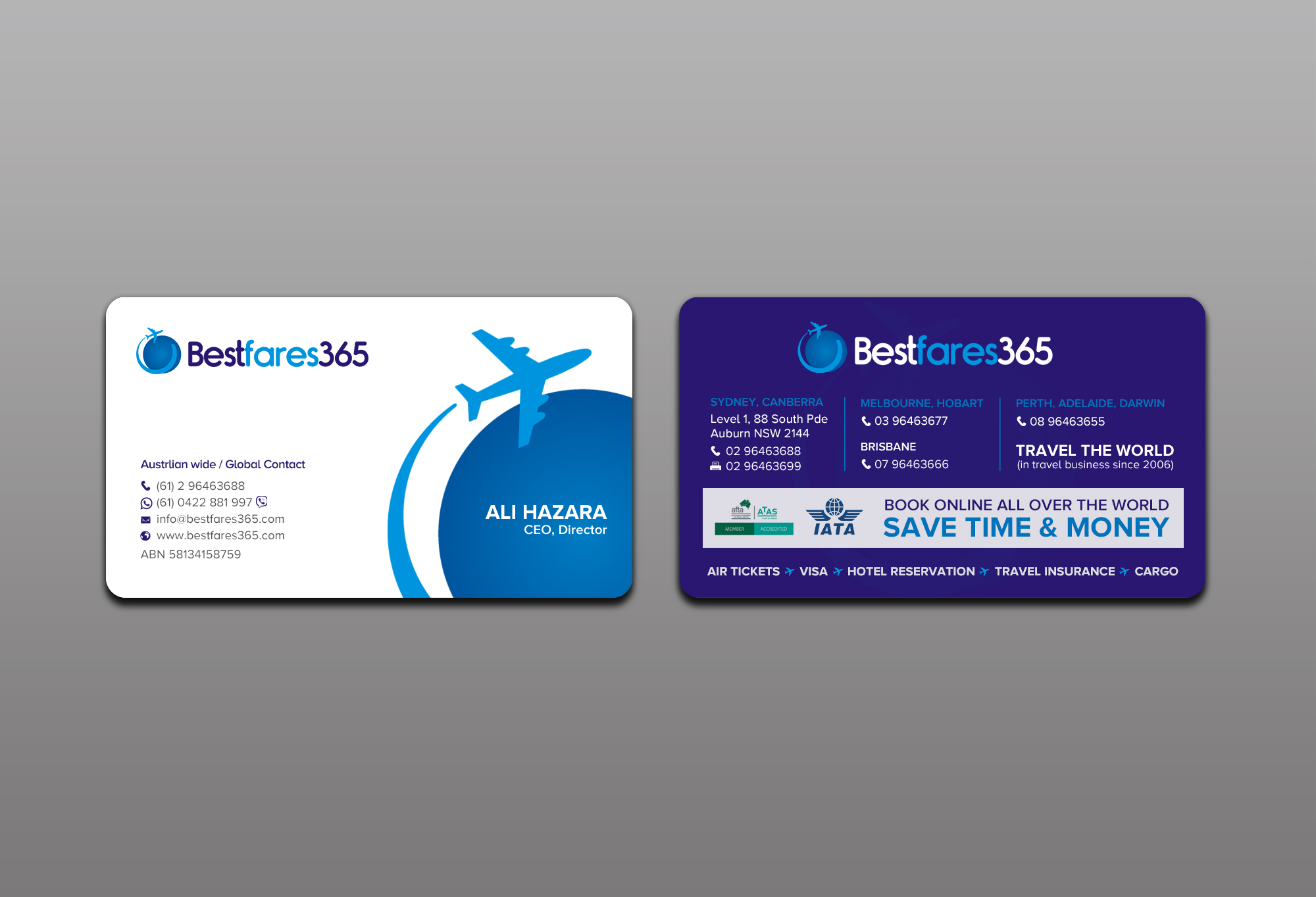 Diseño de Tarjeta de Presentación por chandrayaan.creative para bestfare365 | Diseño #24764502