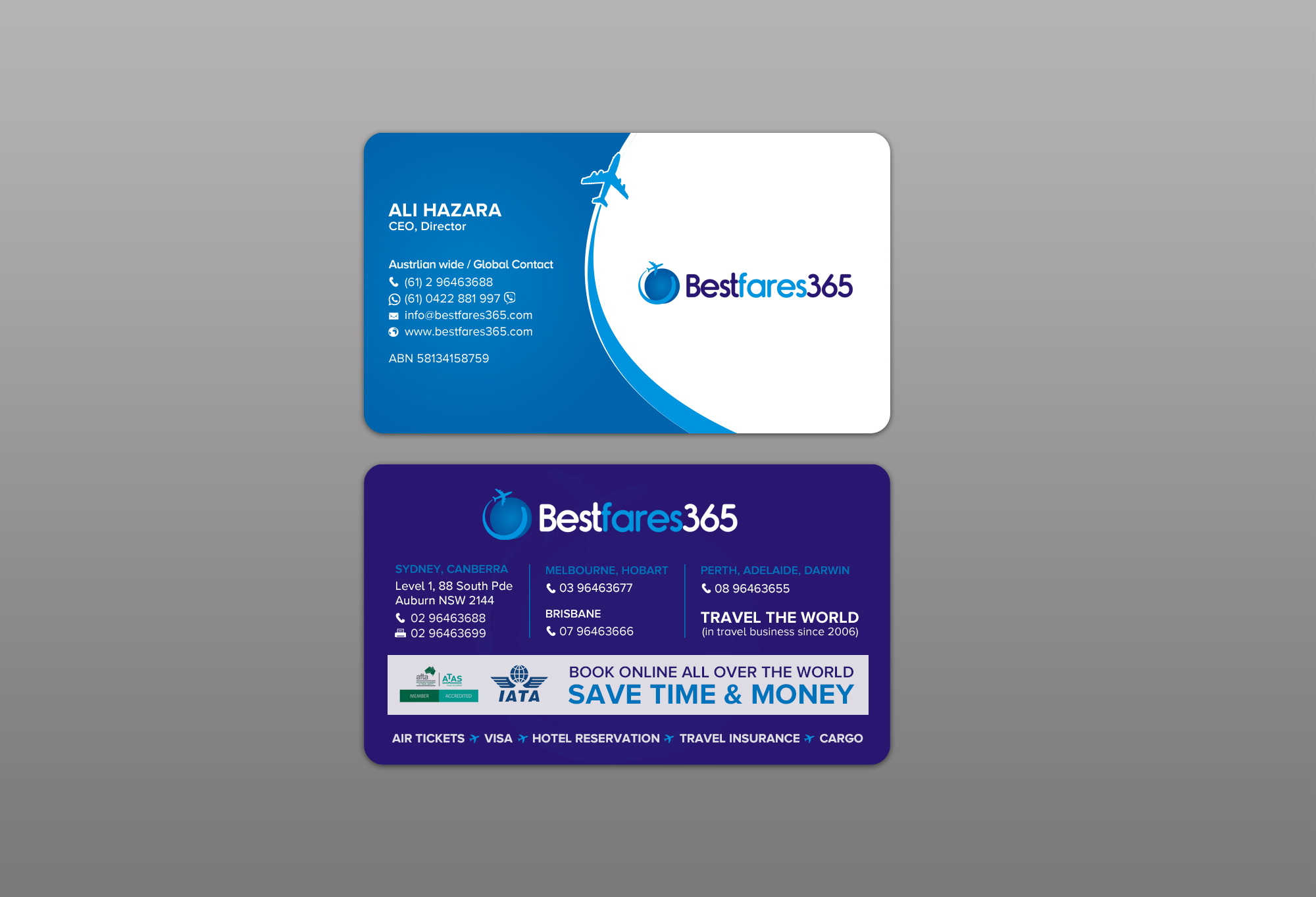 Diseño de Tarjeta de Presentación por chandrayaan.creative para bestfare365 | Diseño #24764503