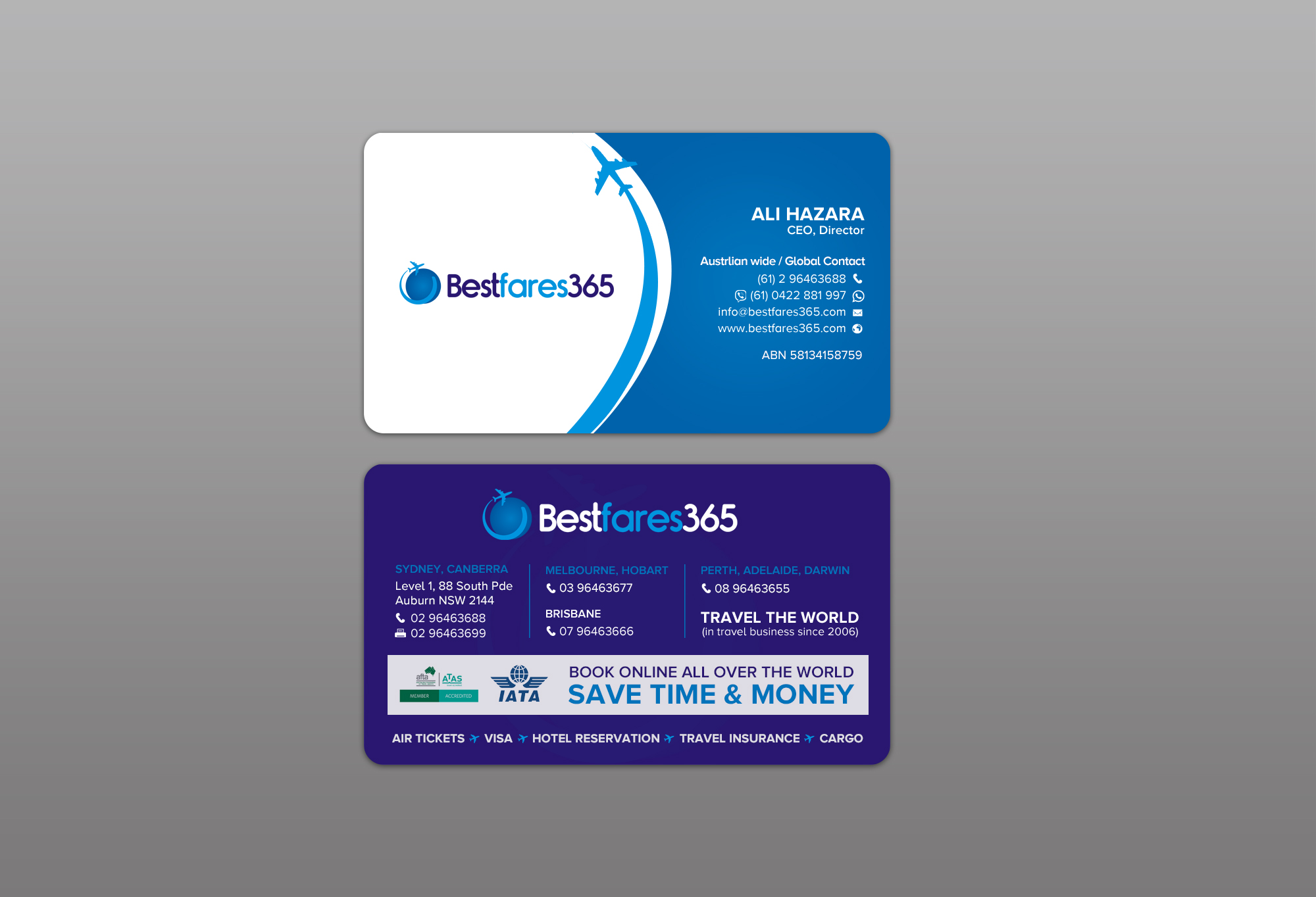 Diseño de Tarjeta de Presentación por chandrayaan.creative para bestfare365 | Diseño #24764509