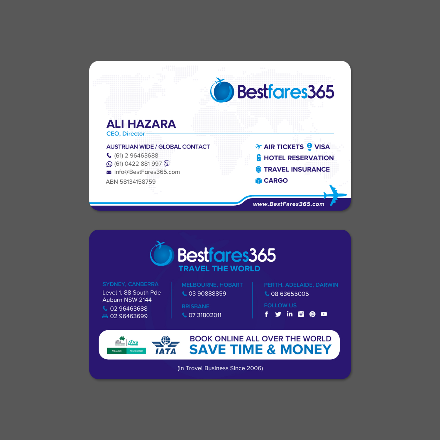 Diseño de Tarjeta de Presentación por chandrayaan.creative para bestfare365 | Diseño #24784559