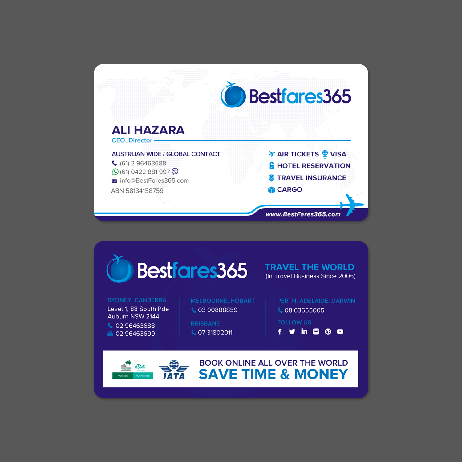 Diseño de Tarjeta de Presentación por chandrayaan.creative para bestfare365 | Diseño #24794692