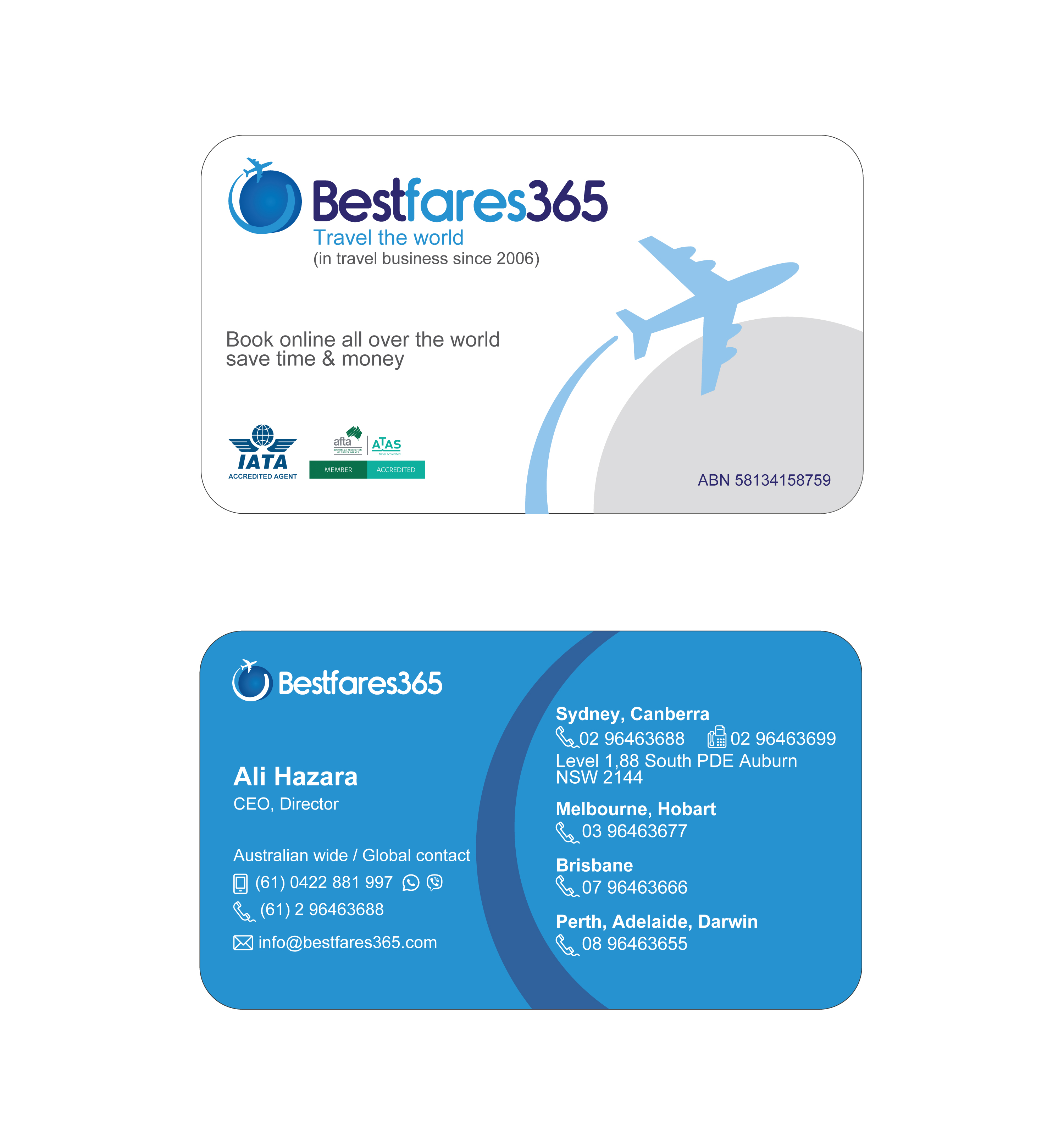 Diseño de Tarjeta de Presentación por Muhammad Ateeq para bestfare365 | Diseño #24770510