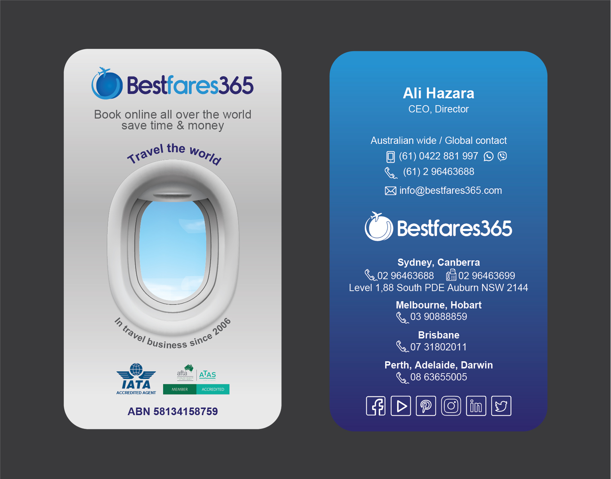 Diseño de Tarjeta de Presentación por Muhammad Ateeq para bestfare365 | Diseño #24797026