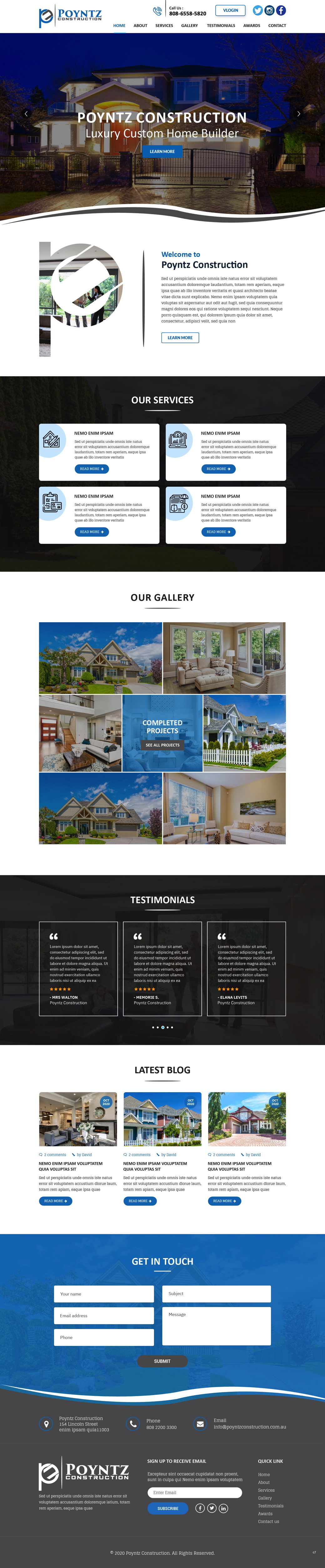 Web Design par pb pour Poyntz Construction  | Design : #24822575
