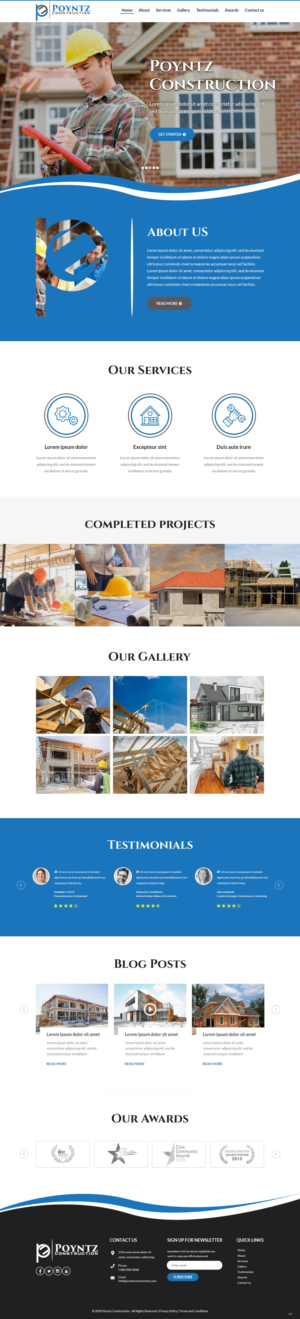 Web Design par pb pour Poyntz Construction  | Design : #24822576
