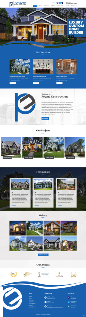 Web Design par pb pour Poyntz Construction  | Design : #24824922