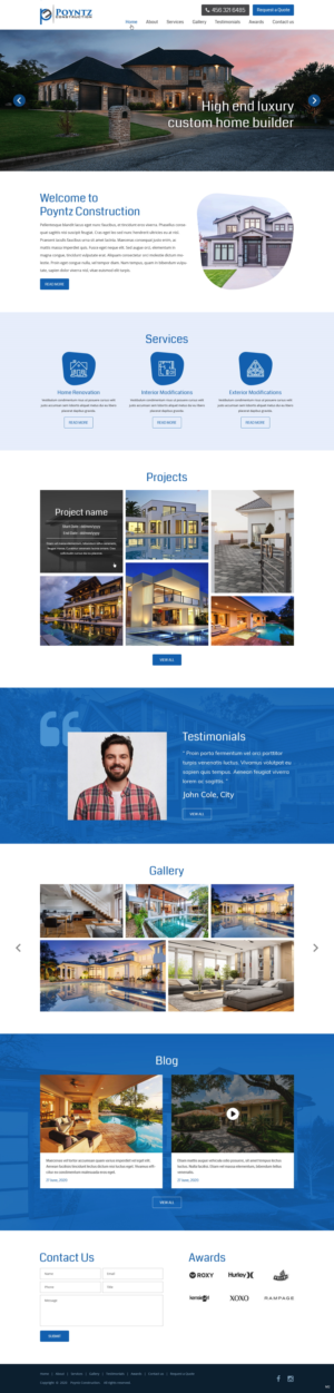 Web Design par pb pour Poyntz Construction  | Design : #24824925
