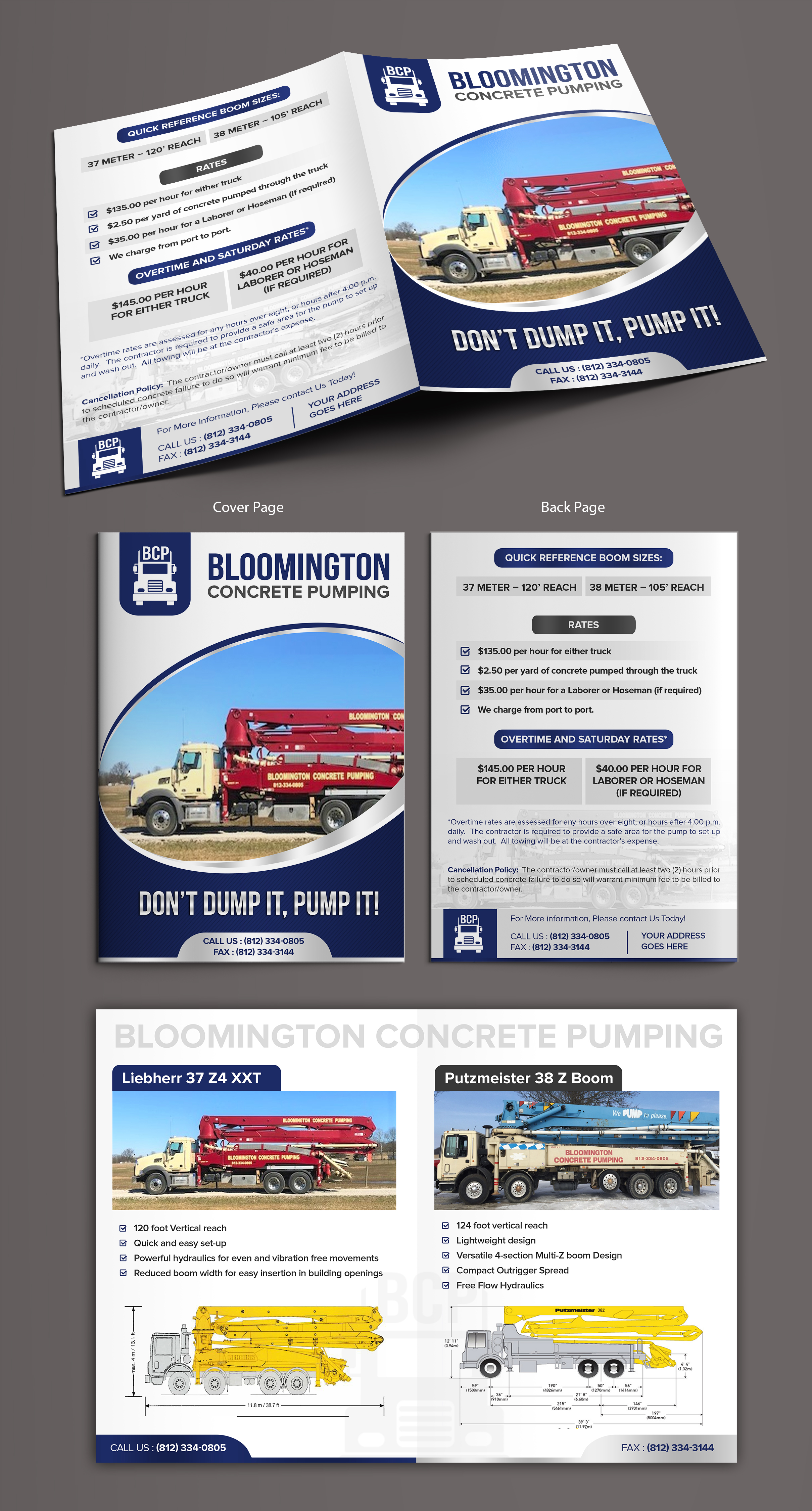Diseño de Flyer por ARTOGRAPHY para Bloomington Concrete Pumping | Diseño #24810780