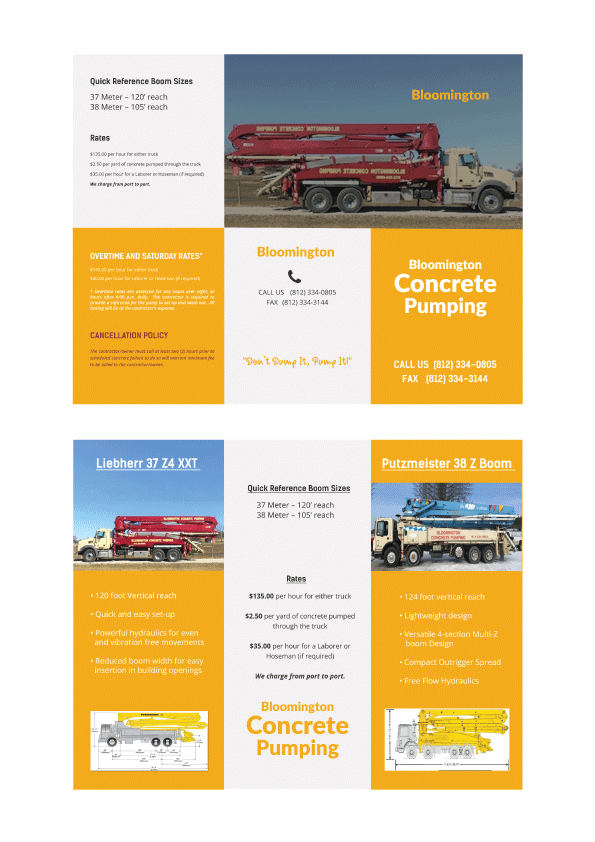 Flyer Design by bright design for Bloomington Concrete Pumping | Design #24818051