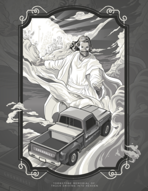 Image needed for tombstone memorial of truck driving into heaven