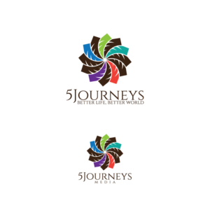 same logo but 2 different text versions: (a) 5Journeys -- subtext- Better Life, Better World (b) 5Journeys Media | Logo Design by Graphic Bricks