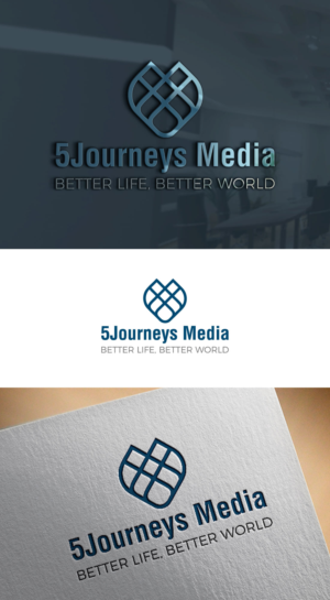 same logo but 2 different text versions: (a) 5Journeys -- subtext- Better Life, Better World (b) 5Journeys Media | Logo Design by stokes18