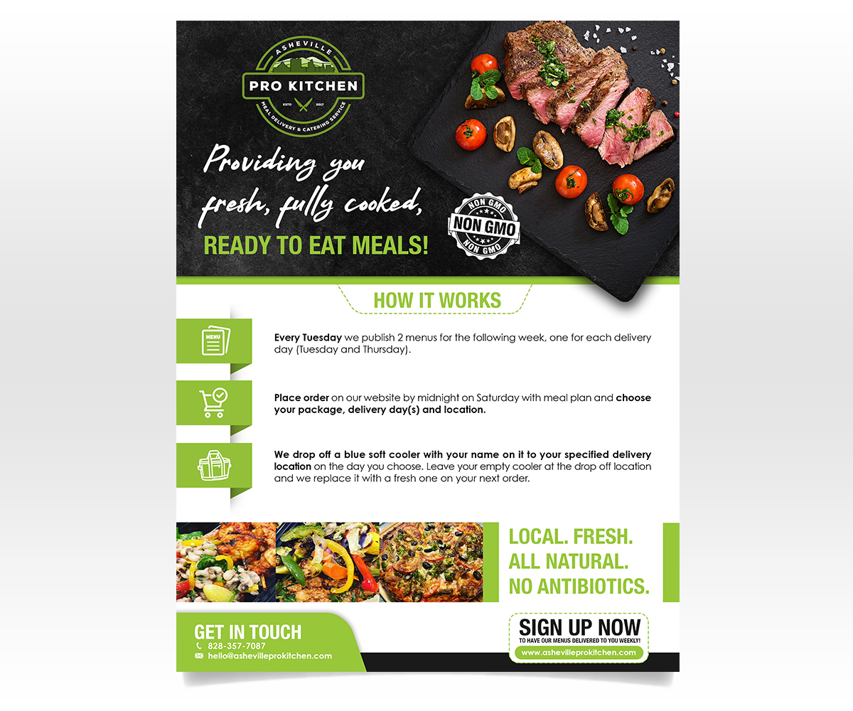 Flyer Design by Luniere Designs for Asheville Pro Kitchen | Design #24834872
