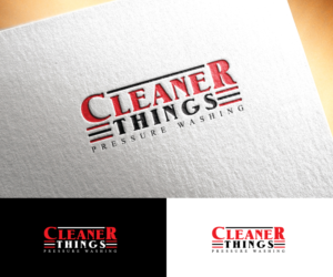 Cleaner Things for the main font with "pressure washing" somewhere small underneath | Logo Design by step forward 2