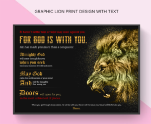 Graphic lion print design with text | Grafik-Design von ARTOGRAPHY