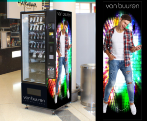 Vending machine decal design for audio brand | Graphic Design by Maestroto