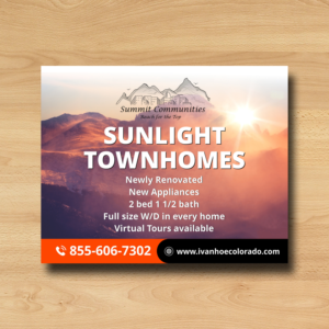 Sunlight Townhomes - Billboard design for our newly renovated townhome community | Diseño de Cartelera por ecorokerz