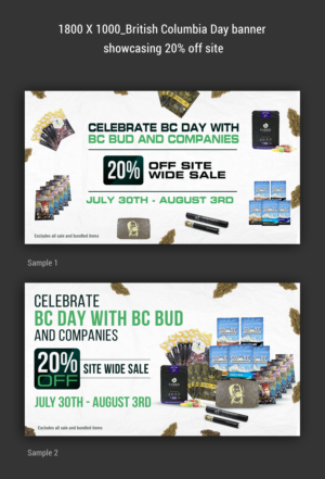 British Columbia Day banner showcasing 20% off site | Banner Ad Design by ARTOGRAPHY