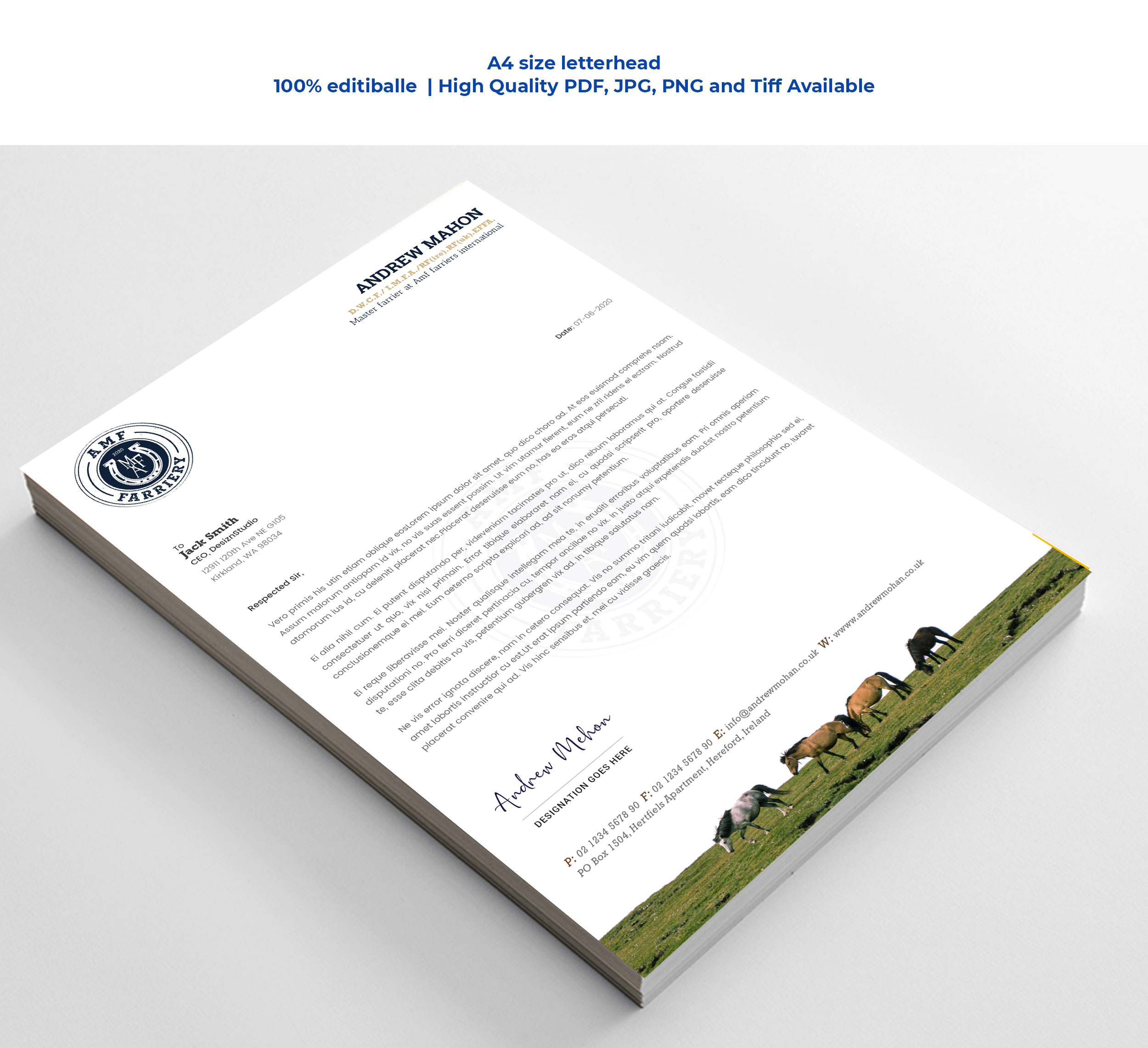 Diseño de Membrete por Expert Designer para amf farriery | Diseño #24922579