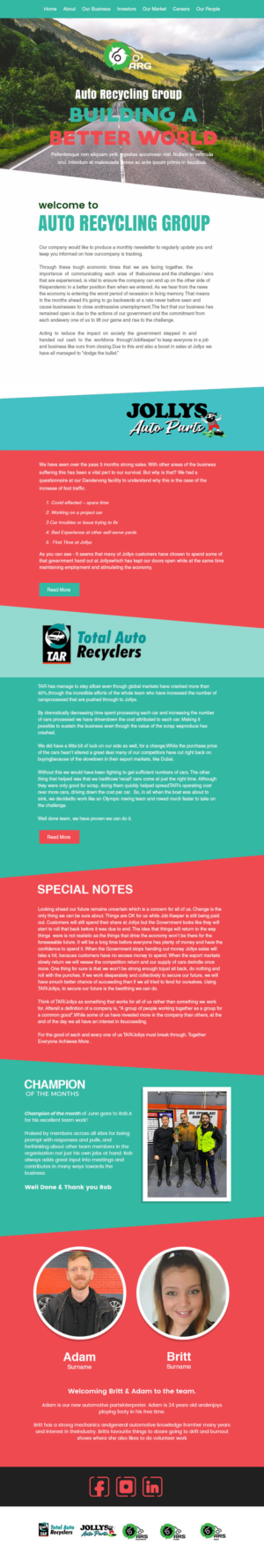 Auto Recycling Group Newsletter  | Diseño Gráfico por Expert Designer