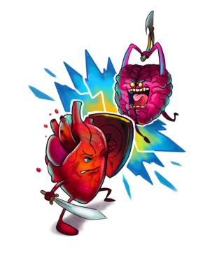 New School Brain Battling Heart Sleeve Tattoo | Design de Tatouage par smiledim24