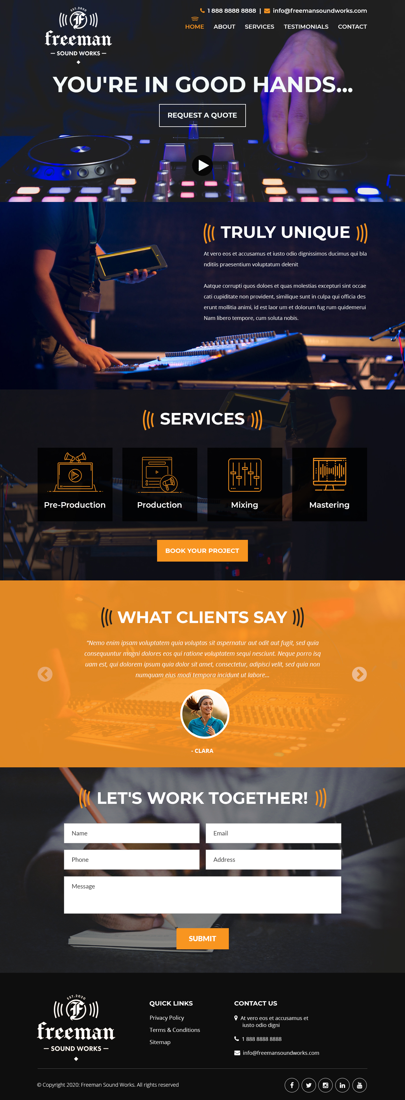 Diseño Web por Starlyn DS para Freeman Sound Works | Diseño #24980078
