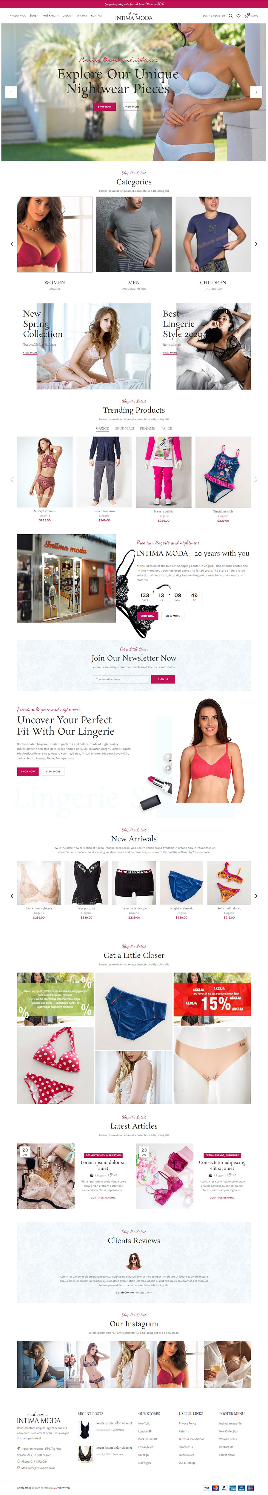 Web Design by maheshyadav2018 for Intima moda d.o.o. | Design #25231254