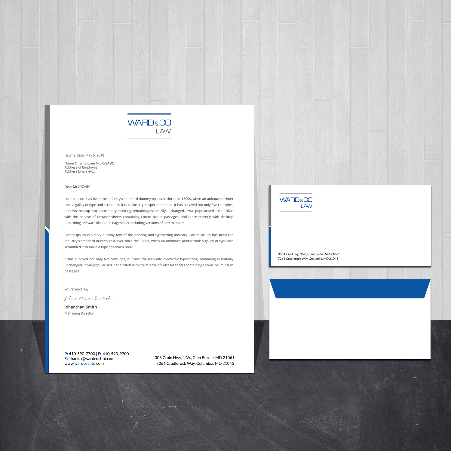 Stationery Design by Creations Box 2015 for Ward & Co Law | Design #24965929