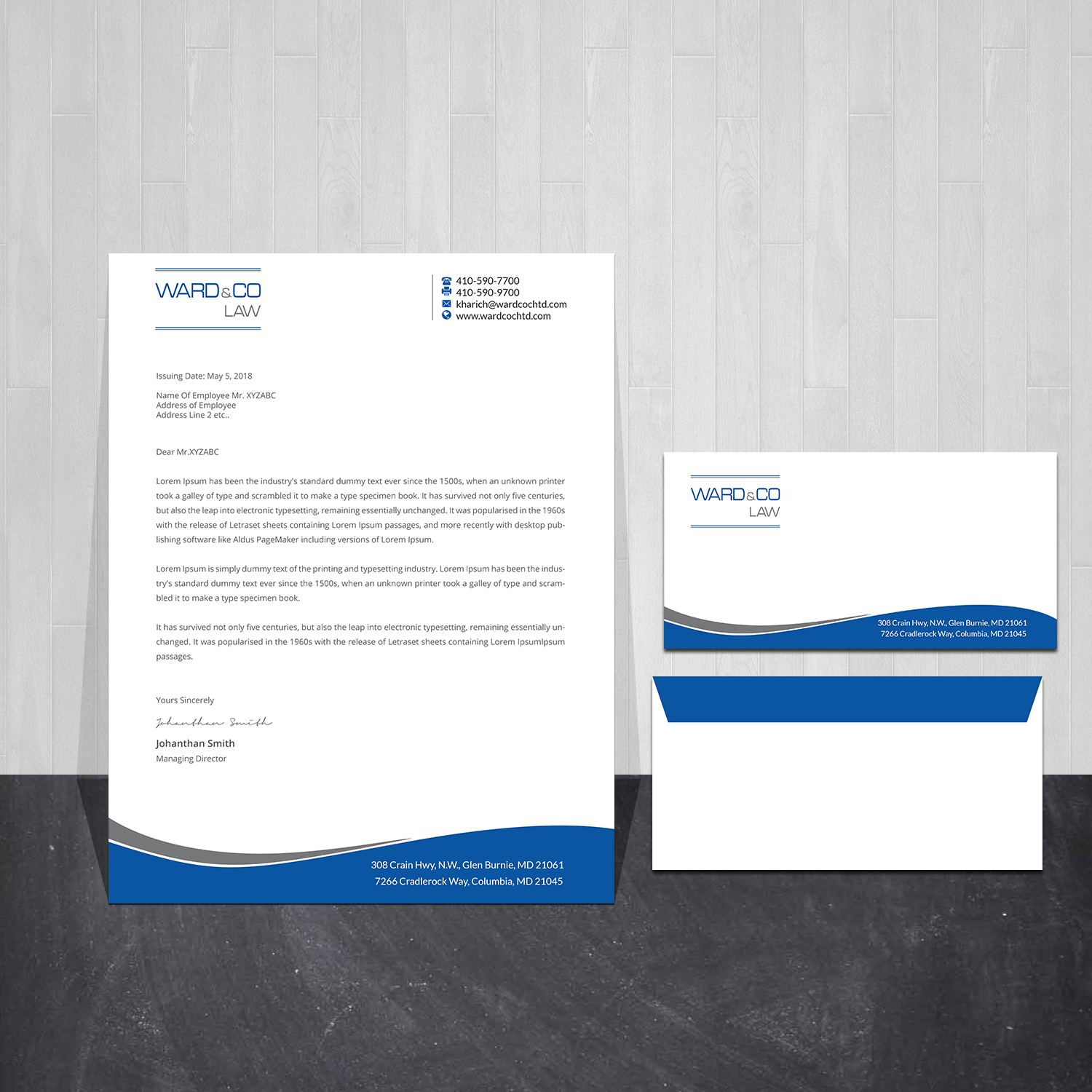 Stationery Design by Creations Box 2015 for Ward & Co Law | Design #24965931