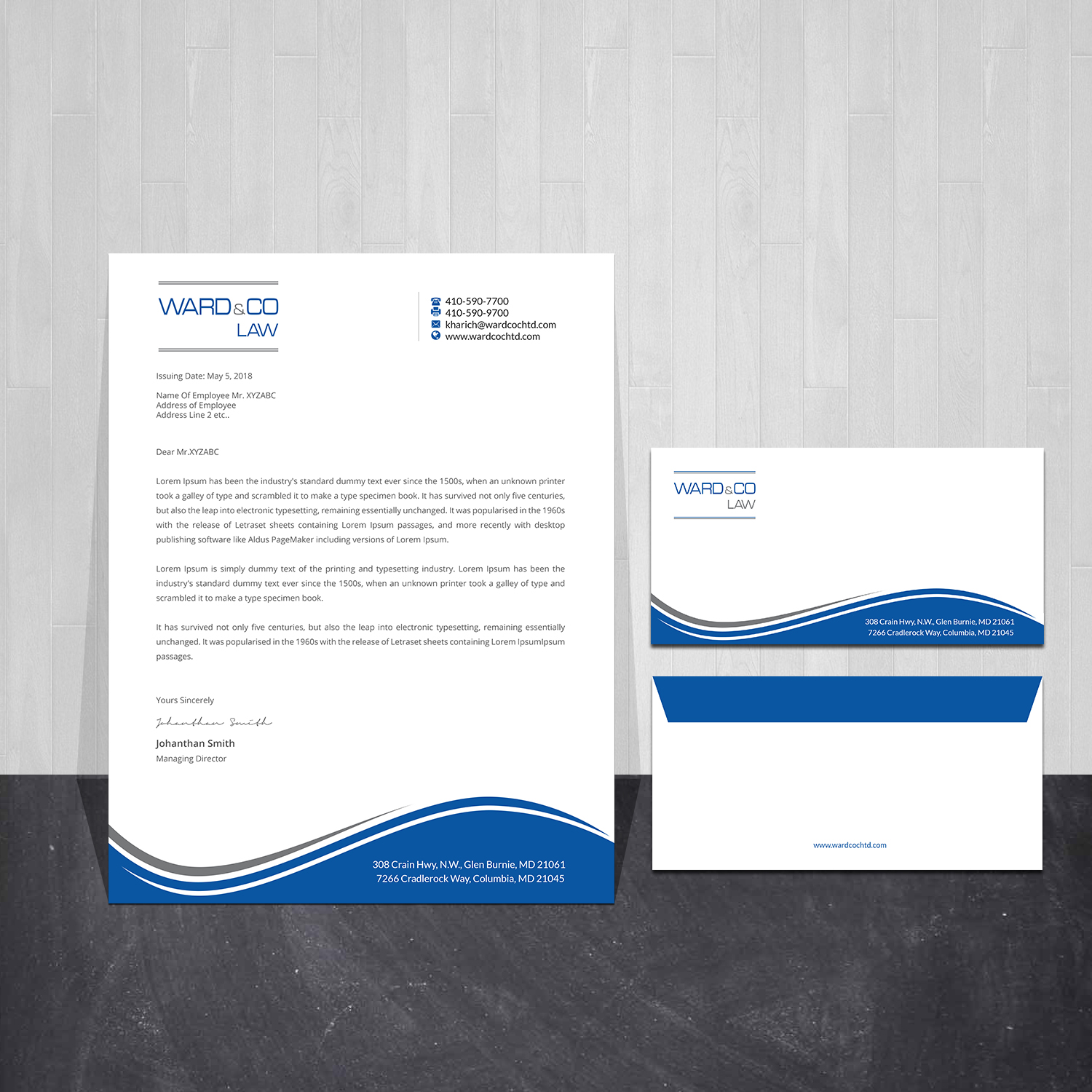 Stationery Design by Creations Box 2015 for Ward & Co Law | Design #24965932