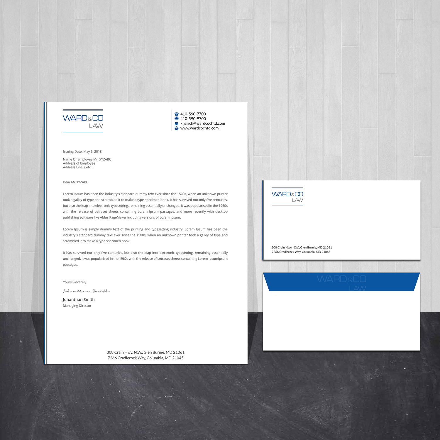 Stationery Design by Creations Box 2015 for Ward & Co Law | Design #24969378