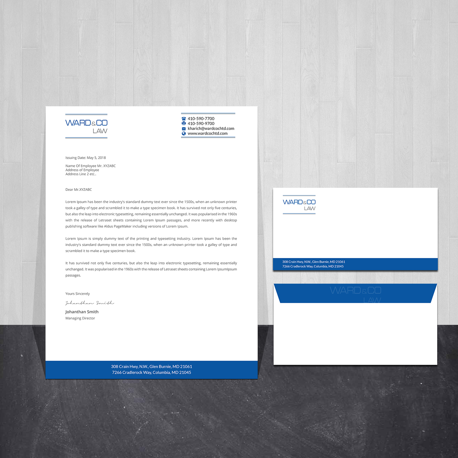 Stationery Design by Creations Box 2015 for Ward & Co Law | Design #24969379