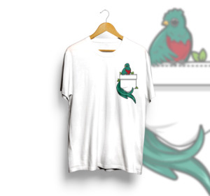 Guatemalan Bird sitting on pocket design, bright and elegant  | Diseño de Camiseta por HELLOCRUNK