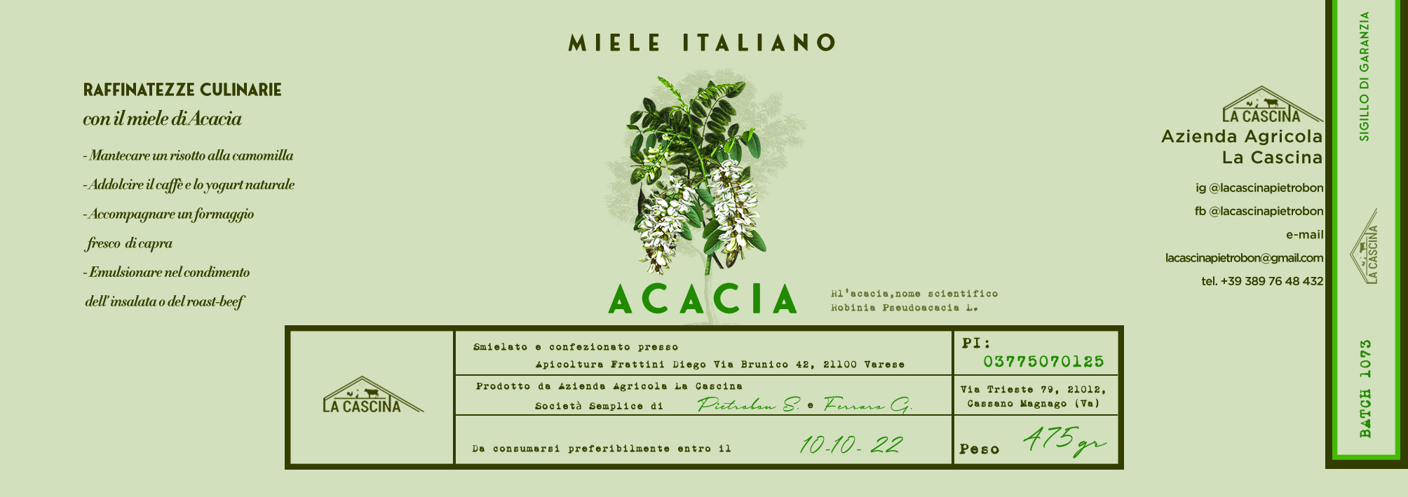 Label Design by LABELL for Azienda Agricola La Cascina Società Semplice di Pietrobon S. e Ferraro G. | Design #25106399