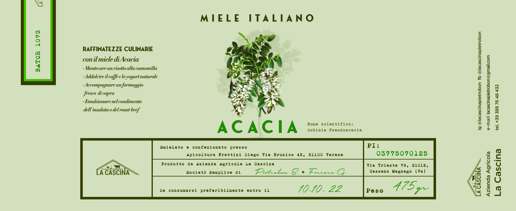Etikett-Design von LABELL für Azienda Agricola La Cascina Società Semplice di Pietrobon S. e Ferraro G. | Design #25131822