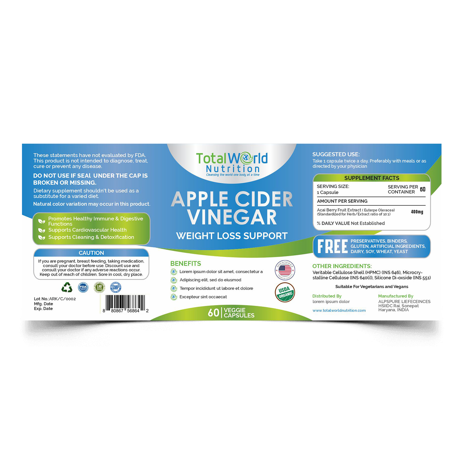 Packaging Design by INEST Design for Total World Nutrition | Design #25027006