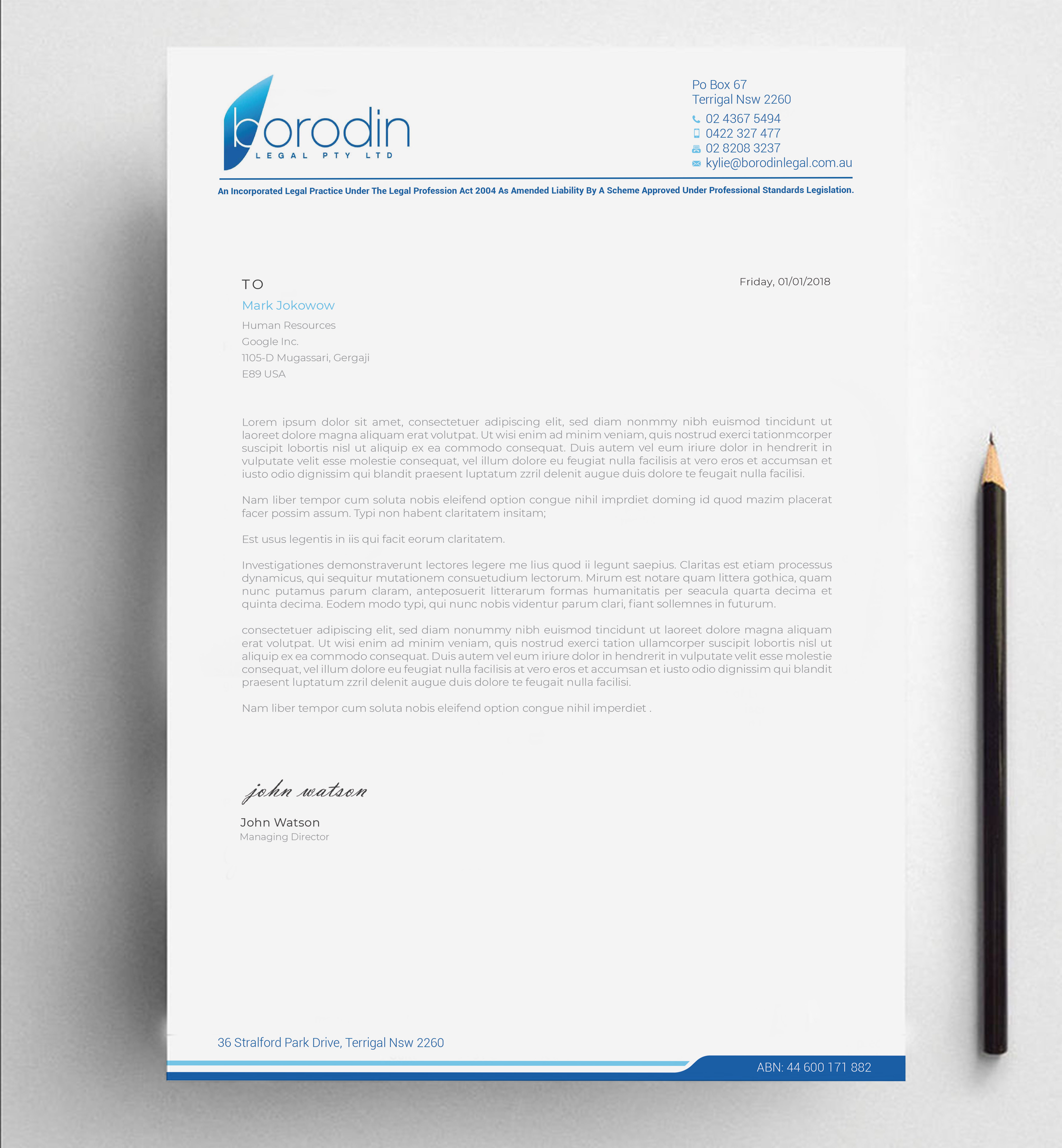 Letterhead Design by Imagine design000 for this project | Design #25017021
