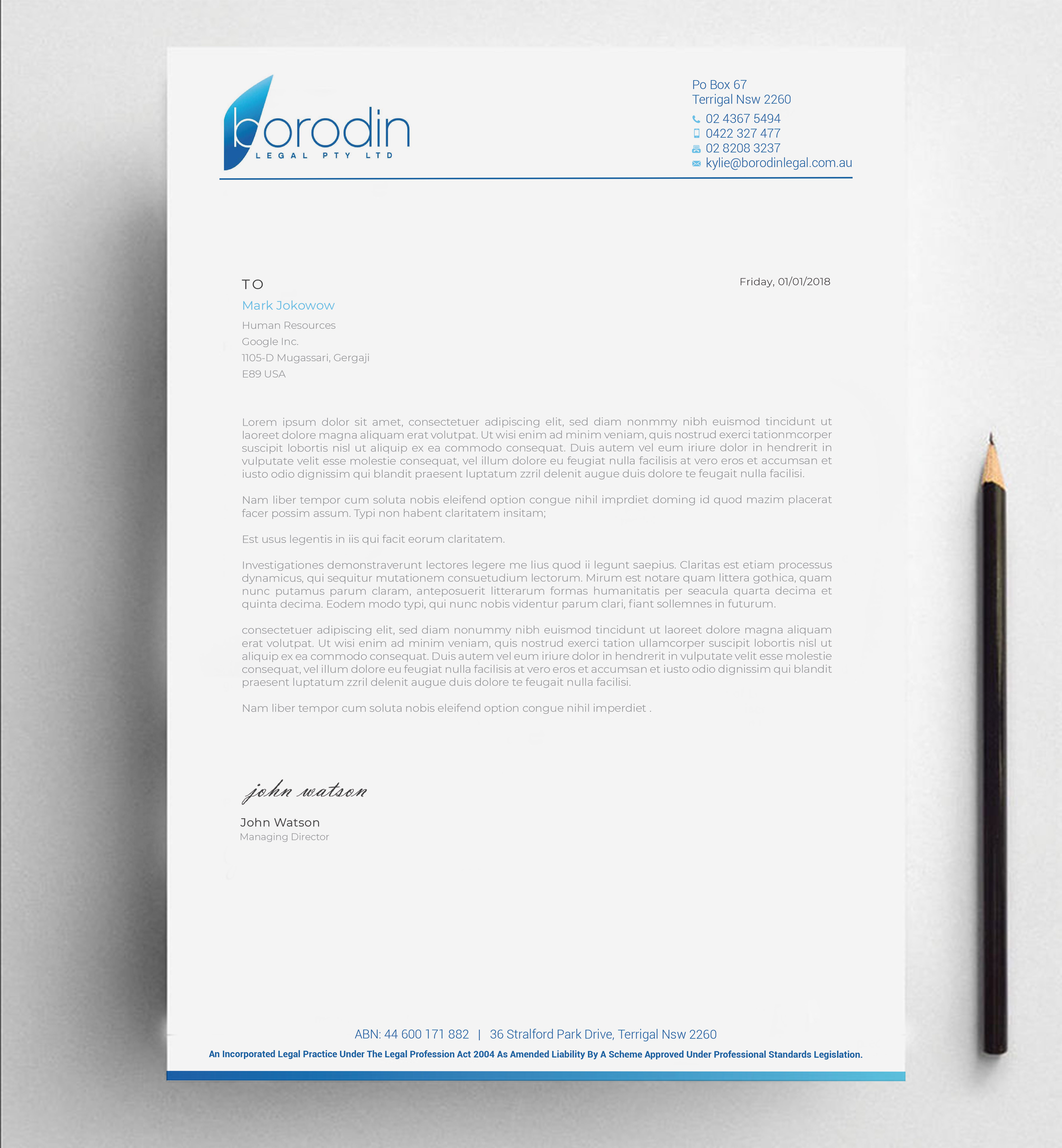 Letterhead Design by Imagine design000 for this project | Design #25017022