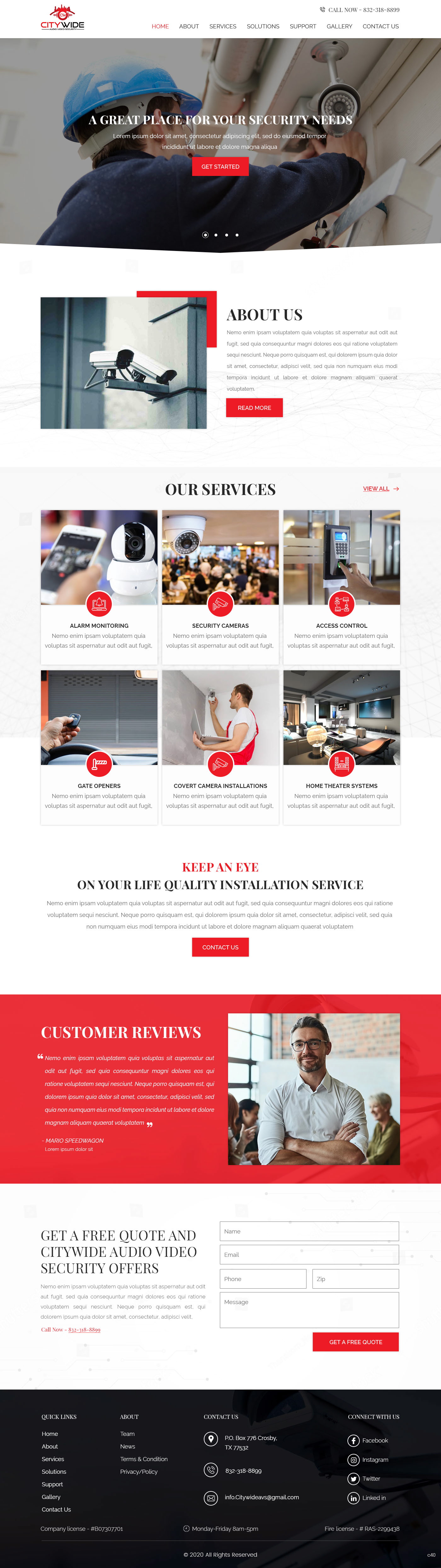 Web Design par pb pour Citywide Audio Video Security | Design #25068896