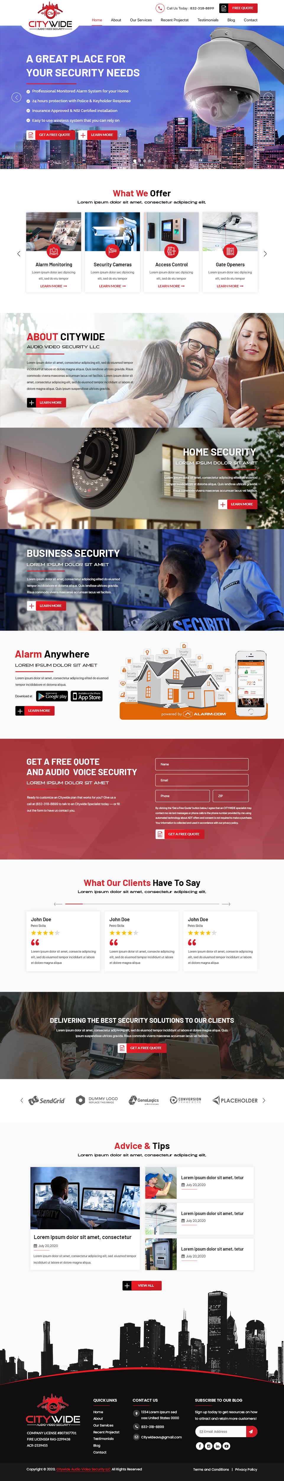 Web Design par Titan Eagle pour Citywide Audio Video Security | Design #25086042